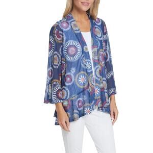 Multiples Navy 3/4 Flounce Ruffle Circle Blue Jacket Top Size 1X